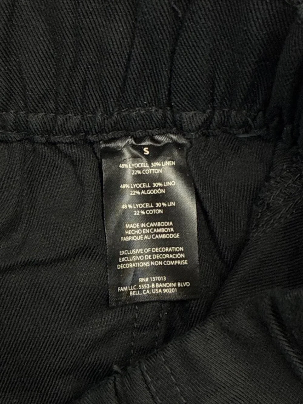 Banana Republic Mens Black Elastic Waist Linen-Blend Pants S